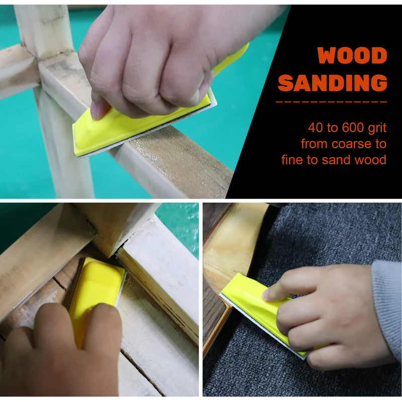 Micro Sanding Tools 3.5” x 1” Detail Sander for Small Projects, Mini Handle Sander Kit+ Sandpaper 40 80 120 180 240 400 600 Grit for Crafts Wood Finishing Tight Narrow Spaces, 120 PCS