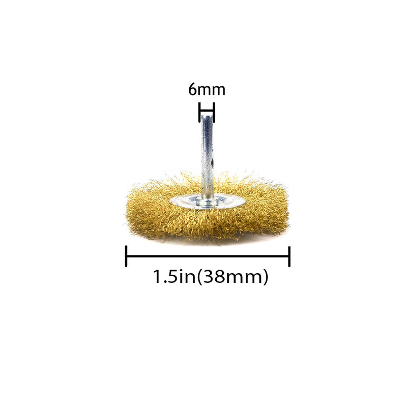 1.5" (38mm) x 6mm Mounted Shank 0.13mm Brass Wire Wheel Brushes