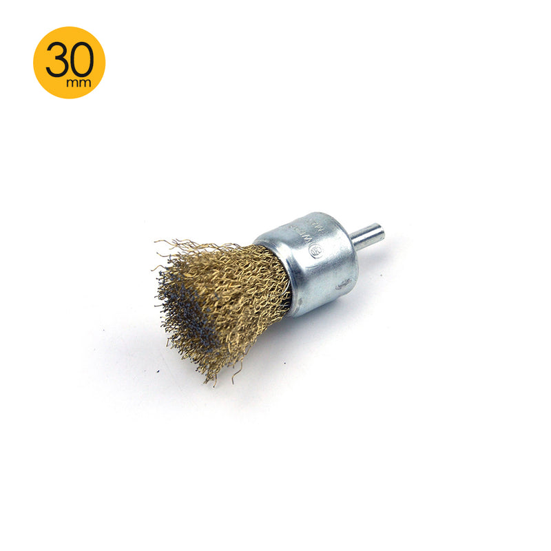 30mm x 6mm Shank Mounted Copper Plated Stainless Steel Wire End Brushes