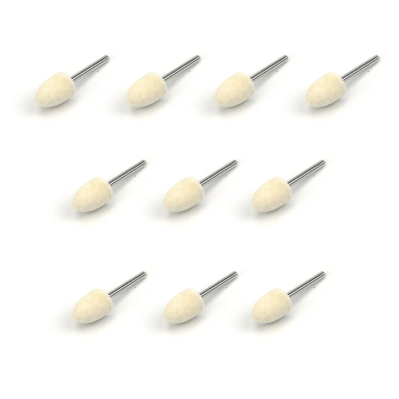 12mm x 3mm Mounted Shank Wool Felt Bobs Mandrel Grinding Polishing Points Buffing Heads, Conical