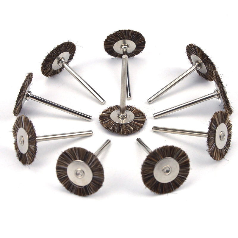 1" (25mm) x 3mm Mounted Shank Horse Bristle Wheel Brushes