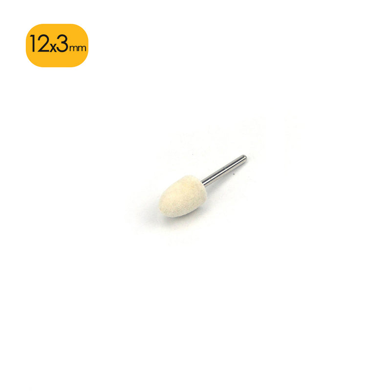 12mm x 3mm Mounted Shank Wool Felt Bobs Mandrel Grinding Polishing Points Buffing Heads, Conical