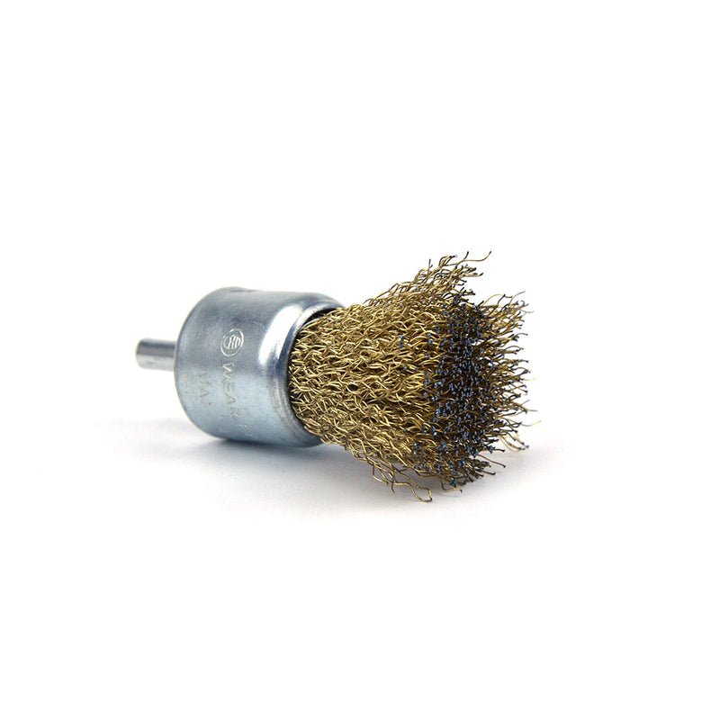 30mm x 6mm Shank Mounted Copper Plated Stainless Steel Wire End Brushes