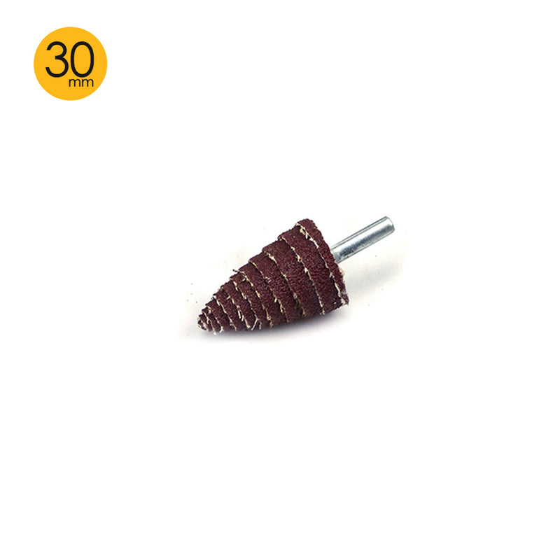 30mm x 6mm Mounted Shank 80 Grit Aluminum Oxide Taper Cone Points Spiral Sanding Rolls