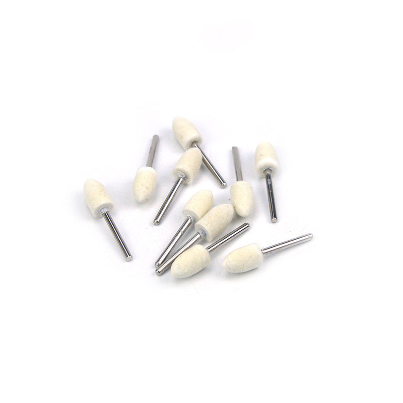 10mm x 3mm Mounted Shank Wool Felt Bobs Mandrel Grinding Polishing Points Buffing Heads, Conical