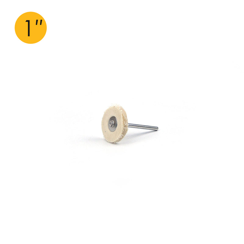 1" (25mm) x 3mm Mounted Shank Cotton Buffing Wheels, White, Soft