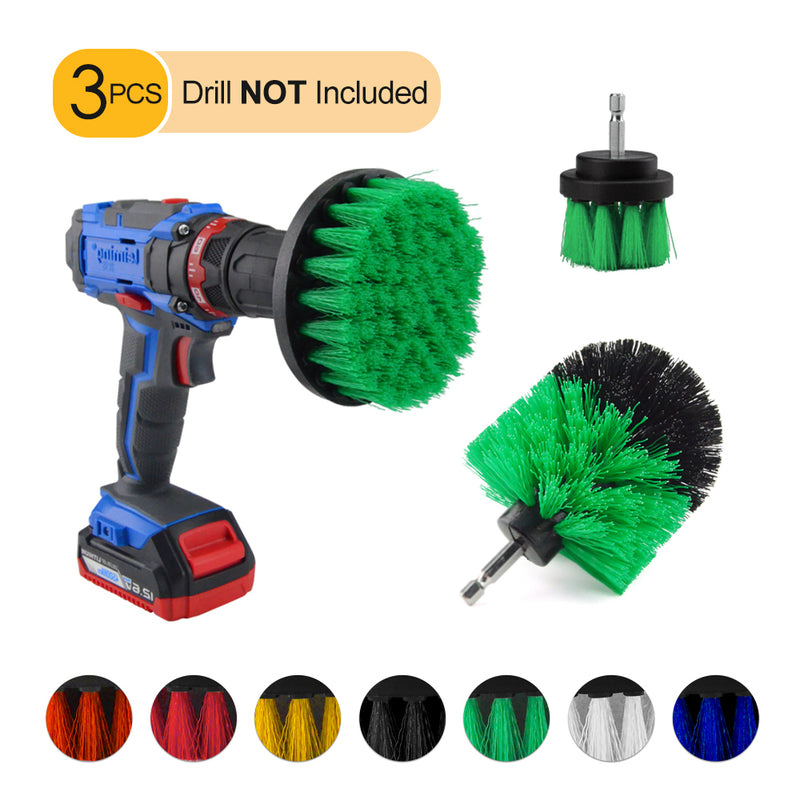 Electric Drill Cleaning Brush For Household/Automotive with 6mm Shank Drill Attachment. 3 Pcs Set