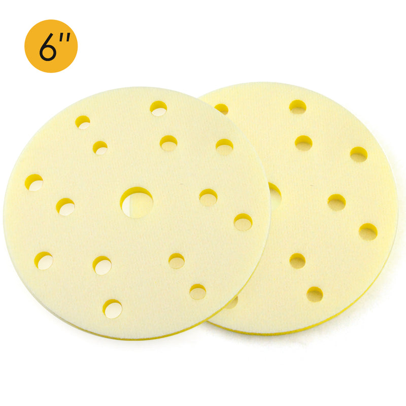 6" (150mm) 15-Hole Soft Sponge Double-faced Flocking Hook & Loop Surface Protection Interface Buffer Backing Pad
