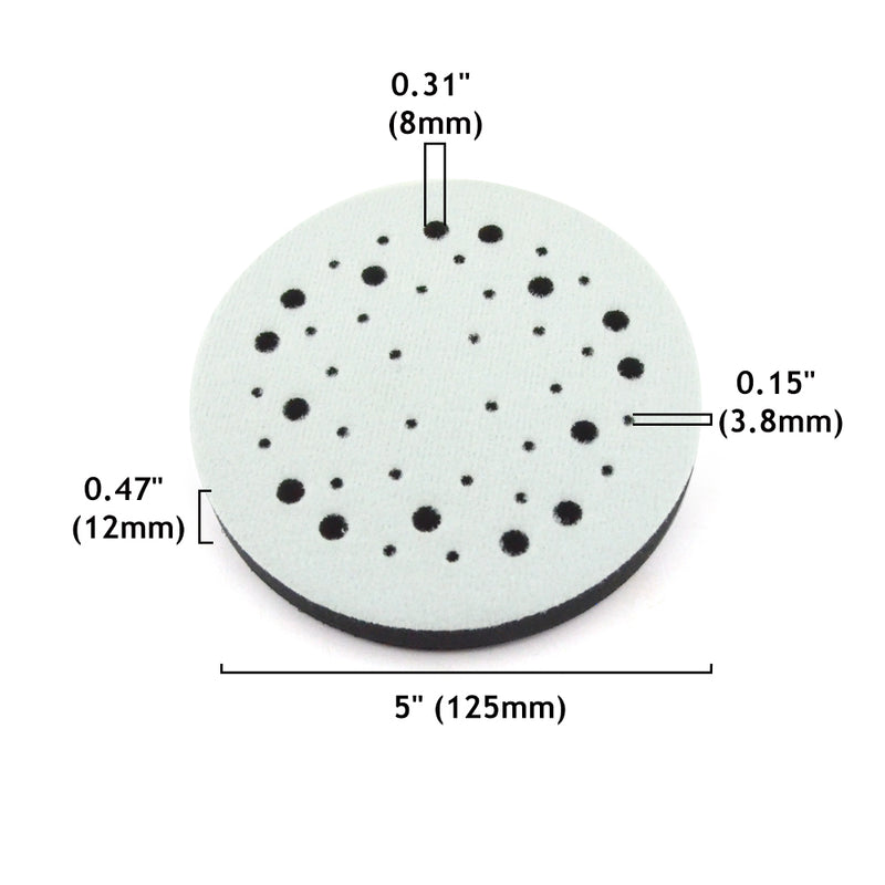 5" (125mm) 44-Hole Soft Sponge Dust-free Interface Buffer Backing Pads