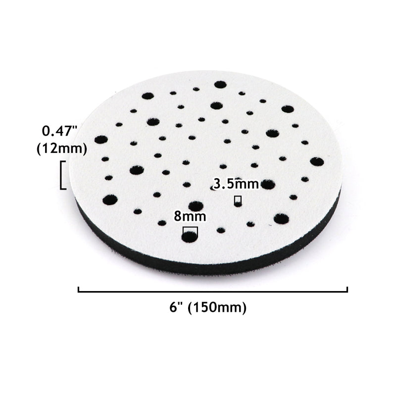 6" (150mm) 52-Hole Soft Sponge Dust-free Interface Buffer Backing Pads