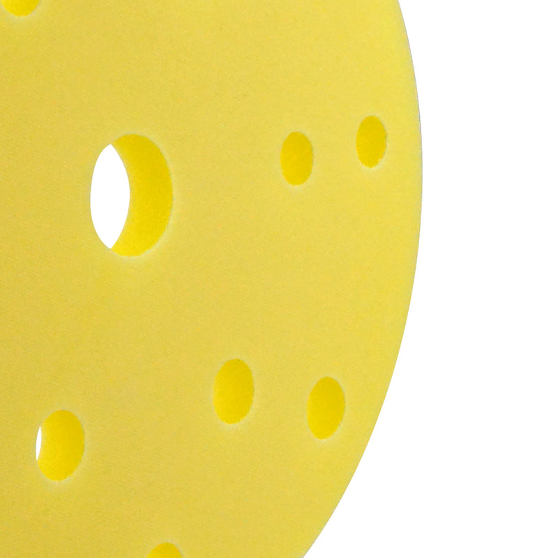 6" (150mm) 17-Hole Soft Sponge Yellow Flat Hook & Loop Surface Protection Interface Buffer Backing Pad