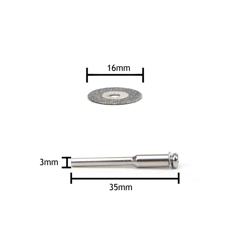 16mm Mini Carborundum Cutting Discs 3mm Shank Cutting Wheels, 12pcs Set