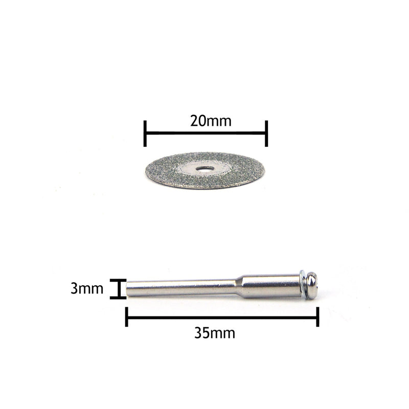 20mm Mini Carborundum Cutting Discs 3mm Shank Cutting Wheels, 12pcs Set