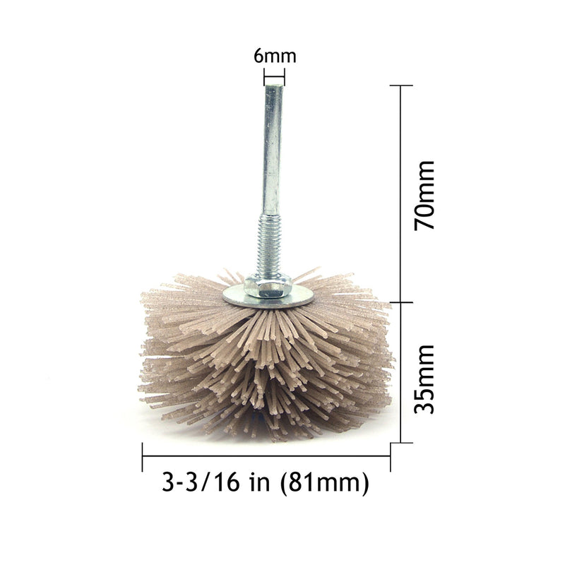 180 Grit 6mm Shank Mounted Nylon Wire Grinding Flower Head Wheel Brush for Woodworking
