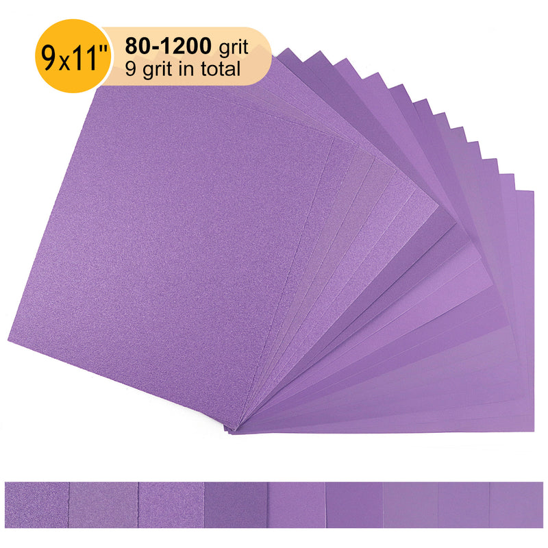 9 x 11" (230 x 280mm) Wet/Dry Sanding Sheets Purple Alumina Abrasive Paper Sheets (80-1200 Grit), 1 PC