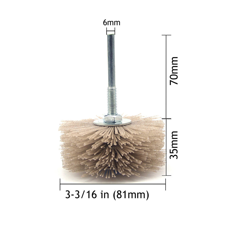 240 Grit 6mm Shank Mounted Nylon Wire Grinding Flower Head Wheel Brush for Woodworking