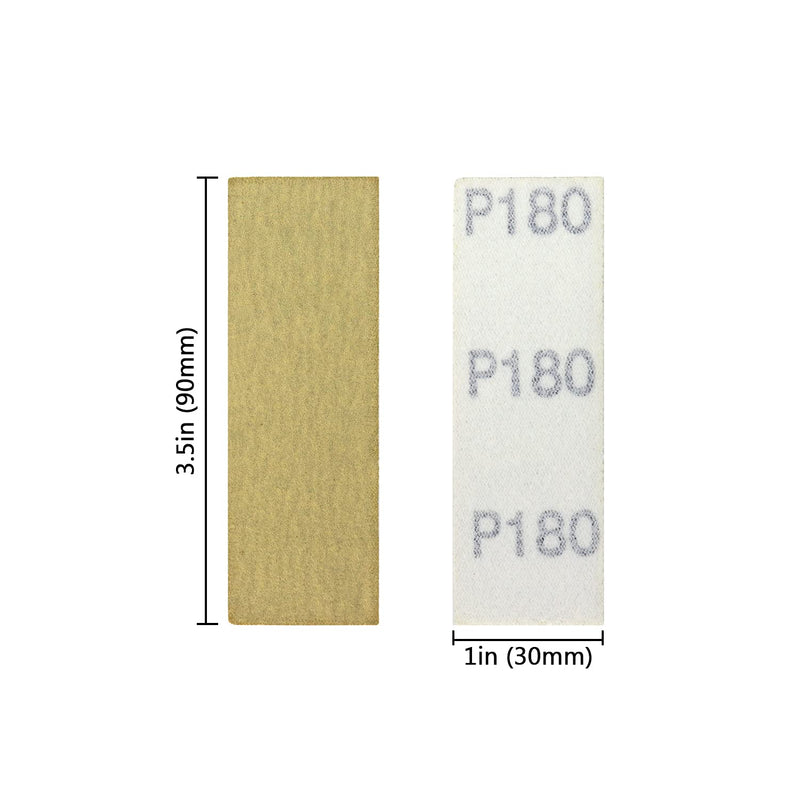 1 x 3.5 inch Micro Zip Detail Sander Paper Hook & Loop Aluminum Oxide Sandpaper (80-1000 Grit), 100 Pcs