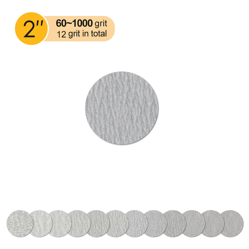 2" (50mm) White Dry Hook & Loop Sanding Discs (60-1000 Grit), 1 Disc