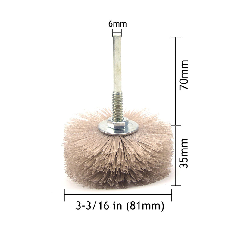320 Grit 6mm Shank Mounted Nylon Wire Grinding Flower Head Wheel Brush for Woodworking