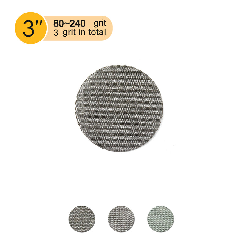 3" (75mm) Mesh Dust-free Hook & Loop Sanding Discs (80-240 Grit), 1 Disc