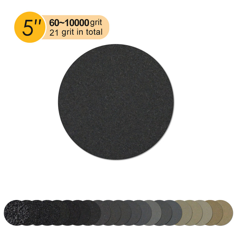 5" (125mm) Silicon Carbide Wet/Dry Hook & Loop Sanding Discs (60-10000 Grit), 1 Disc