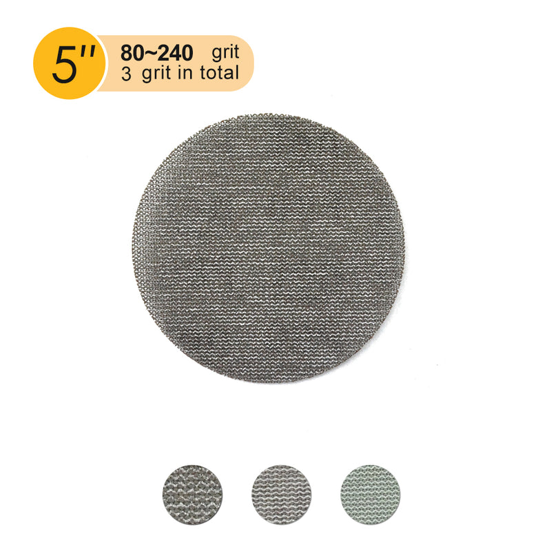 5" (125mm) Mesh Dust-free Hook & Loop Sanding Discs (80-240 Grit), 1 Disc