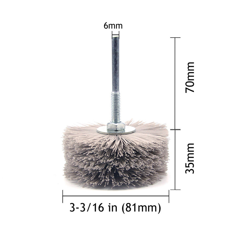 600 Grit 6mm Shank Mounted Nylon Wire Grinding Flower Head Wheel Brush for Woodworking