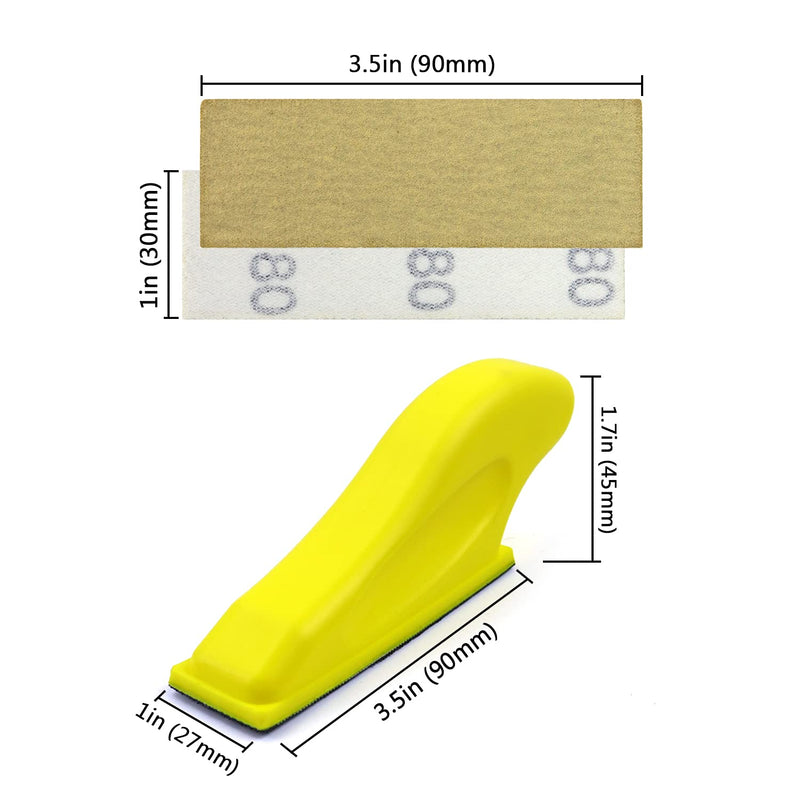 1 x 3.5 inch Micro Sander Kit Mini Sander for Small Projects, Detail Handle Sanding Tools + Sandpaper, 50Pcs Set