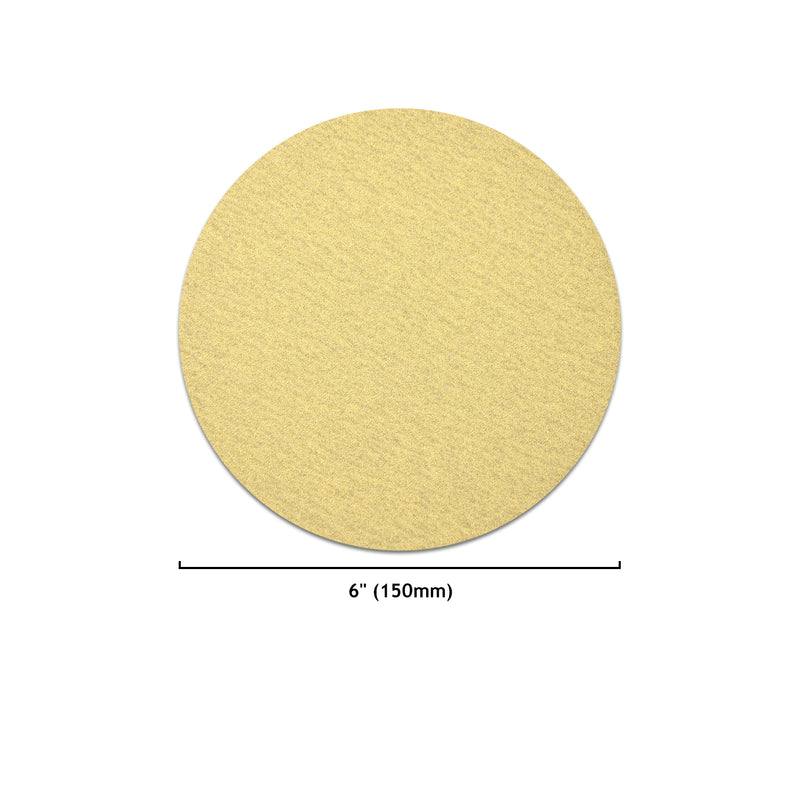 6" (150mm) Yellow Hook&Loop Sanding Discs for Dry Sanding (80-400 Grit), 1 Disc