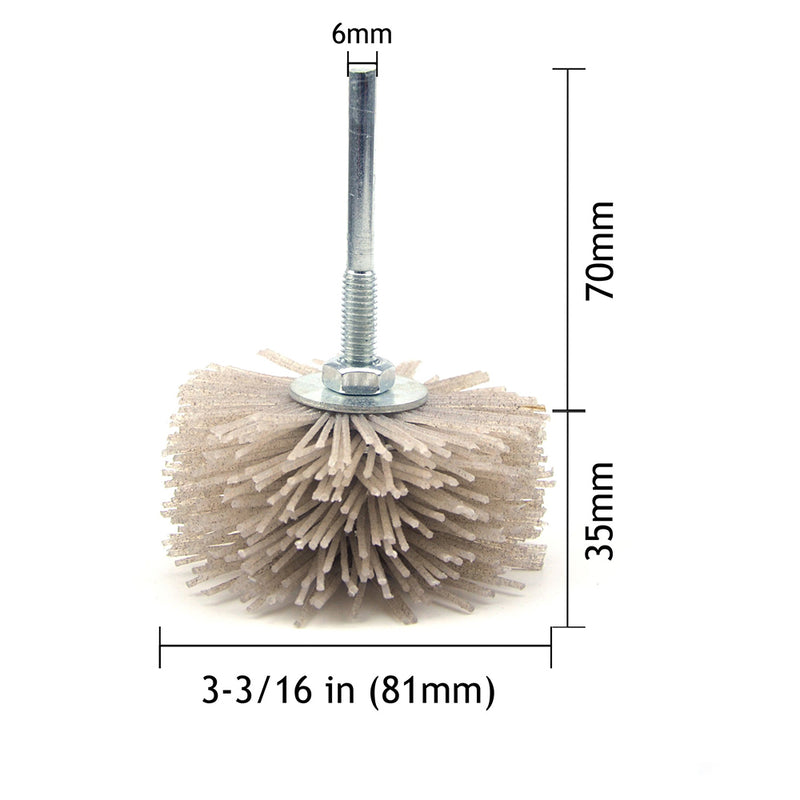 80 Grit 6mm Shank Mounted Nylon Wire Grinding Flower Head Wheel Brush for Woodworking
