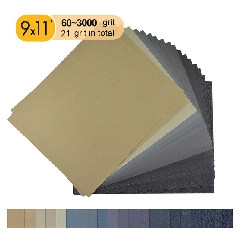 9 x 11" (230 x 280mm) Silicon Carbide Wet/Dry Sanding Sheets Abrasive Paper Sheets (60-10000 Grit), 1 PC