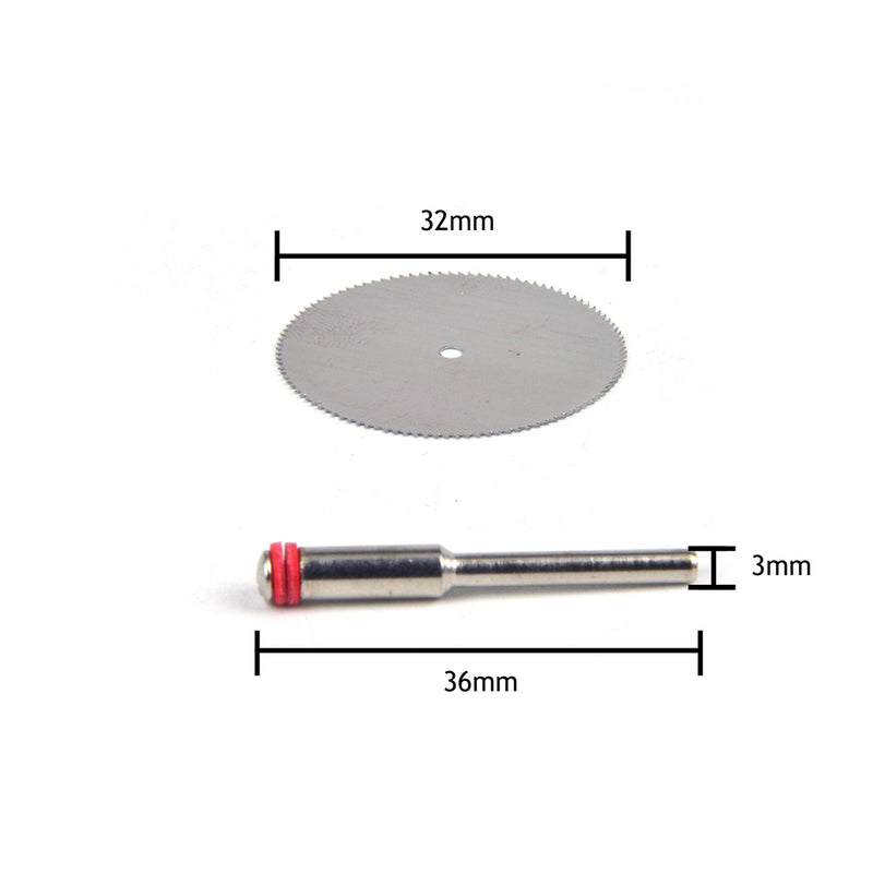 32mm Stainless Steel Mini Circular Saw Blades 3mm Screw Mandrel Cutting Discs for Dremel Rotary Tools, 11pcs Set