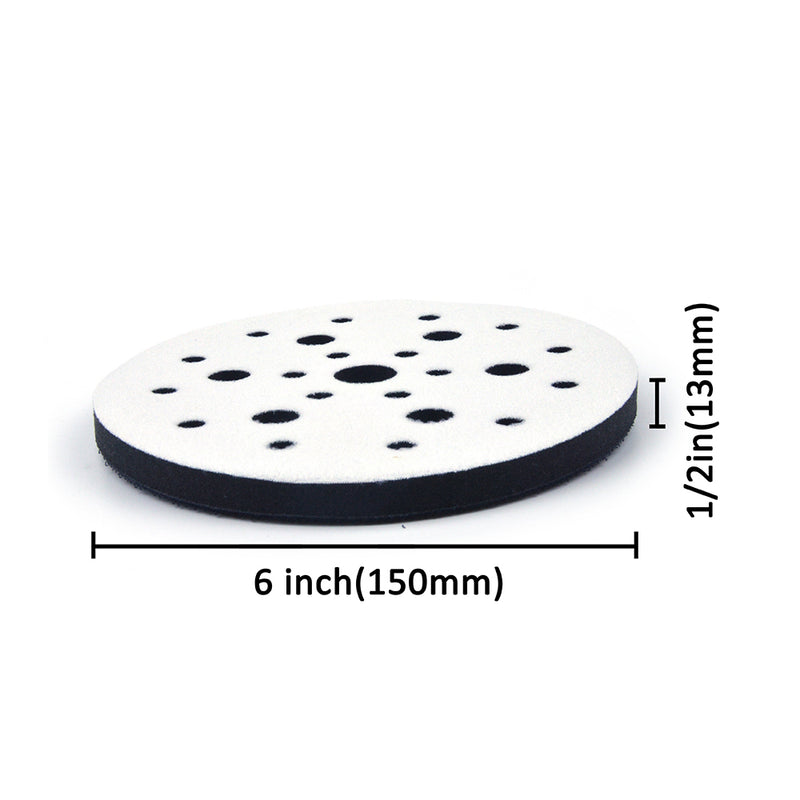 6" (150mm) 25-Hole Soft Sponge Dust-free Interface Buffer Backing Pads