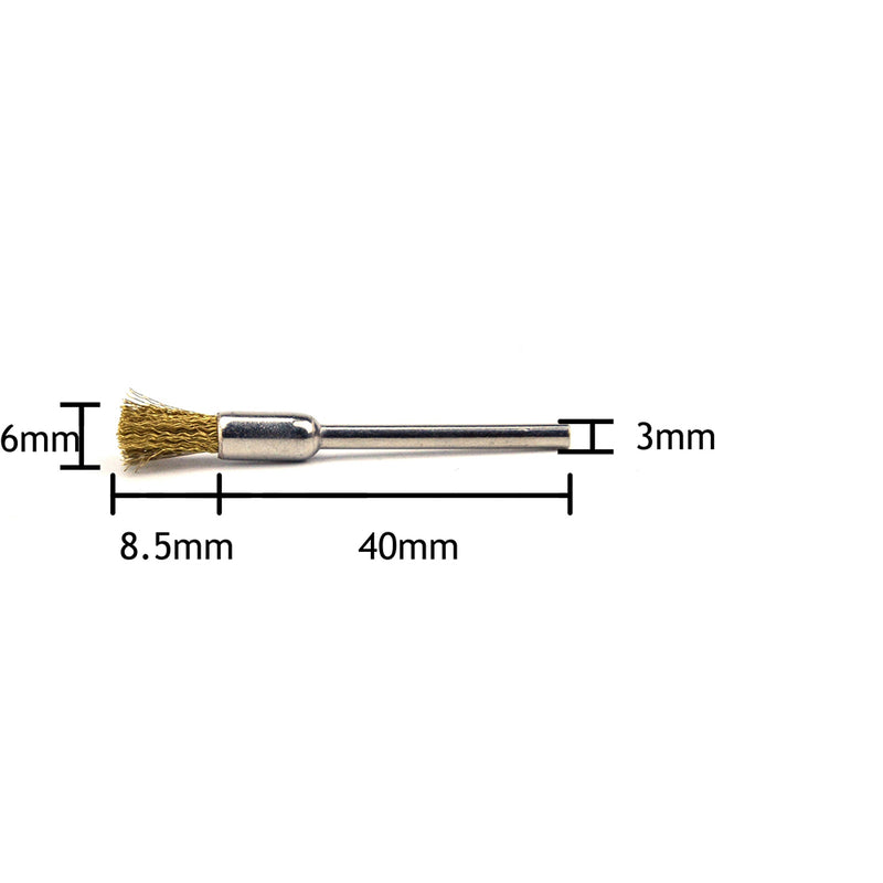 6mm x 3mm Mounted Shank Brass Wire End Brushes
